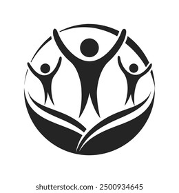 Gráfico de Vector de logotipo de Asistencia comunitaria, unidad inclusiva de íconos comunitarios y diseño de Asistencia