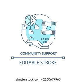 Community support turquoise concept icon. Programing language choice standard abstract idea thin line illustration. Isolated outline drawing. Editable stroke. Arial, Myriad Pro-Bold fonts used