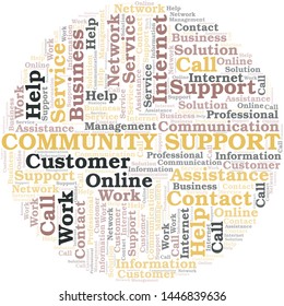Community Support word cloud vector made with text only