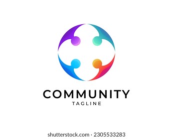 Community symbol logo with circle design in colorful gradient