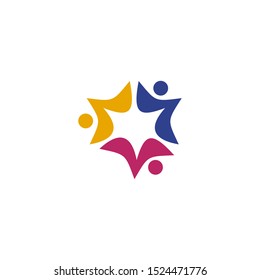 Community and team work illustration logo design vector template