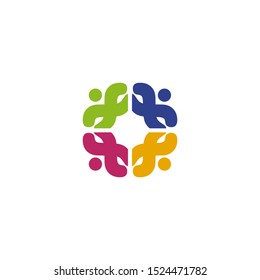 Community and team work illustration logo design vector template