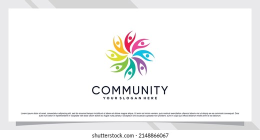 Plantilla de logotipo de icono de la comunidad o del trabajo en equipo con concepto creativo