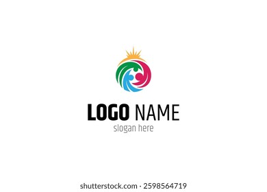 community or teamwork logo in colorful flat design style