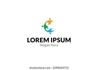community or teamwork logo with letter c combination in colorful flat design