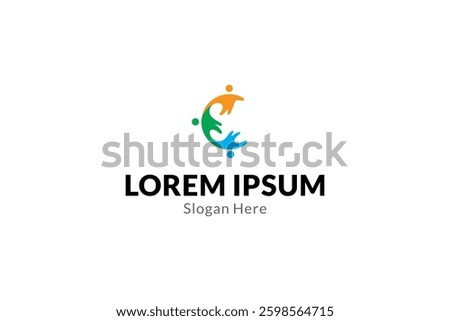 community or teamwork logo with letter c combination in colorful flat design