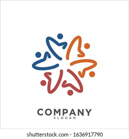 Community and teamwork logo vector, Community people logo, network and social icon design, Creative Team Work Concept Logo Design Template