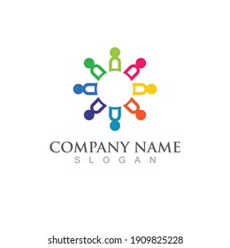 Community, teamwork and social icon design template