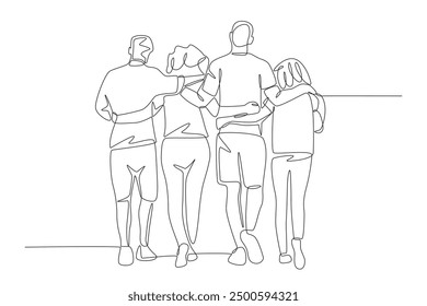 A community that embraces each other. Community concept one-line drawing