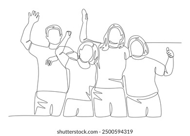 A community that shares joy. Community concept one-line drawing