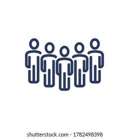 Community thin line icon. Big group of people, staff, team isolated outline sign. People, society, human resource concept. Vector illustration symbol element for web design and apps