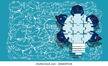 Community trading market analysis  Business group Brainstorm working,connect jigsaw pieces,for  success,plan,think,search,analyze,communicate, futuristic idea innovation technology modern.vector