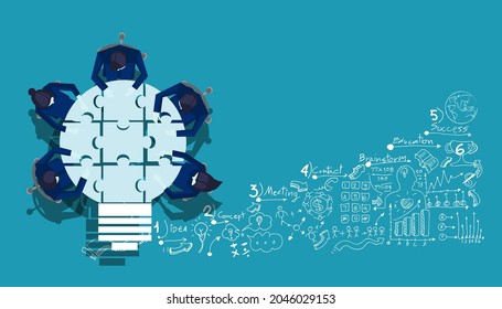 Community trading market analysis  Business group Brainstorm working,connect jigsaw pieces,for  success,plan,think,search,analyze,communicate, futuristic idea innovation technology modern.vector