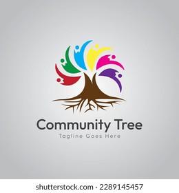 Plantilla de logotipo comercial de árbol de la comunidad, logotipo de árbol de la comunidad