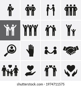 Community and trust Icons set. Solidarity, friend, charity Vector