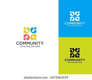 Community unity people team work logo design concept