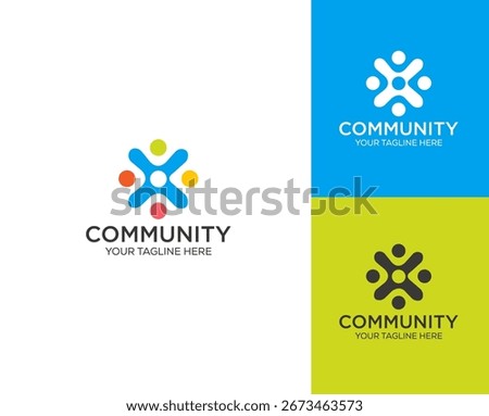 Community unity people team work logo design concept