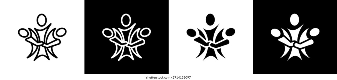 Community Unity Symbol line n glyph icon style in white and background