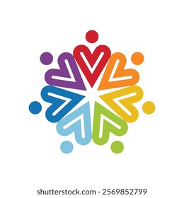 Community Unity Symbol. Teamwork cooperation concept. Vector icon or logo. Colorful design