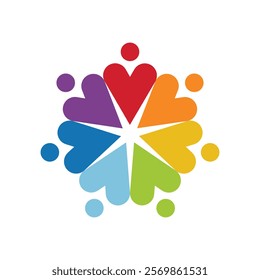 Community Unity Symbol. Teamwork cooperation concept. Vector icon or logo. Colorful design.