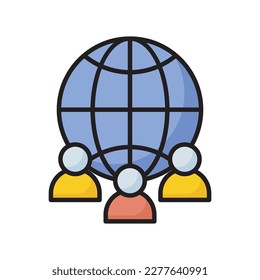Ilustración de diseño de iconos rellenados por vector de la comunidad. Símbolo de desarrollo y marketing SEO sobre el fondo blanco del archivo EPS 10