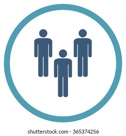 Community vector icon. Style is bicolor flat circled symbol, cyan and blue colors, rounded angles, white background.