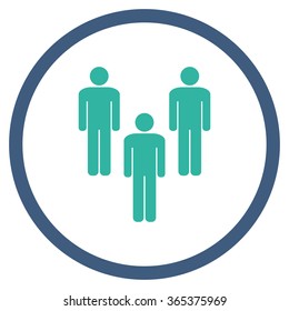 Community vector icon. Style is bicolor flat circled symbol, cobalt and cyan colors, rounded angles, white background.
