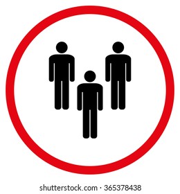 Community vector icon. Style is bicolor flat circled symbol, intensive red and black colors, rounded angles, white background.