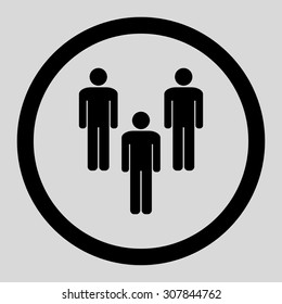 Community vector icon. This rounded flat symbol is drawn with black color on a light gray background.