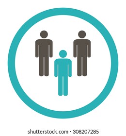 Community vector icon. This rounded flat symbol is drawn with grey and cyan colors on a white background.