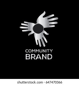 Community vector logo. Hands sign illustration