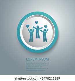Community voluntary group blue icon, charity work, people welfare, web symbols on white background - editable stroke vector illustration