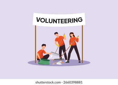 Community Volunteer Concept. Colored flat vector illustration isolated