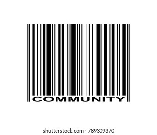 Community word and barcode icon