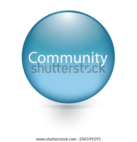 Community word blue button
