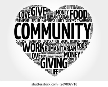 Community word cloud, heart concept