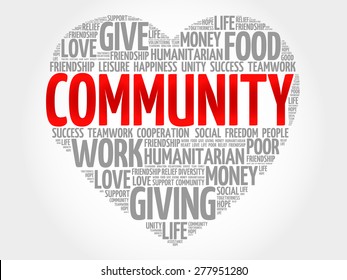 Community word cloud, heart concept