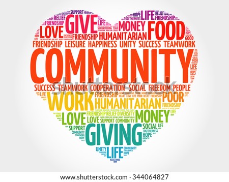 Community word cloud, heart concept