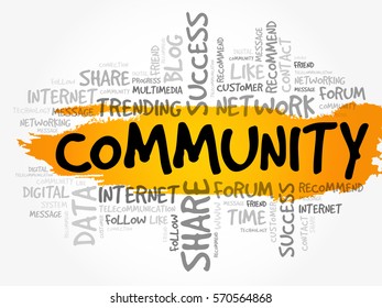 Community word cloud, technology business concept background