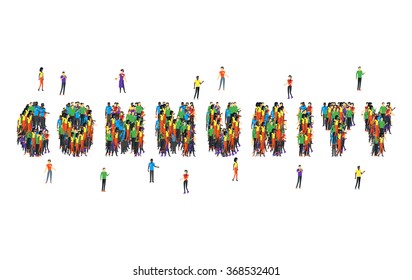 Community Word Form Social Team, Teamwork, Connection People, Friendship And Partnership Together, Illustration. 