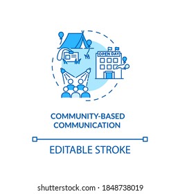 Community-based communication concept icon. Special events and parties. Information exchange idea thin line illustration. Vector isolated outline RGB color drawing. Editable stroke