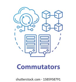 Commutators blue gradient concept icon. Smart house idea thin line illustration. Electrical switch. Innovative technology for apartment. Electricity control. Vector isolated outline drawing