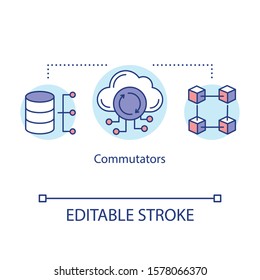 Commutators Concept Icon. Data Processing And Storage. Center Of Information Transmission And Exchange. Server Idea Thin Line Illustration. Vector Isolated Outline Drawing. Editable Stroke