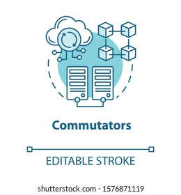 Commutators turquoise concept icon. Smart house idea thin line illustration. Innovative technology for apartment. Electricity control. Vector isolated outline drawing. Editable stroke