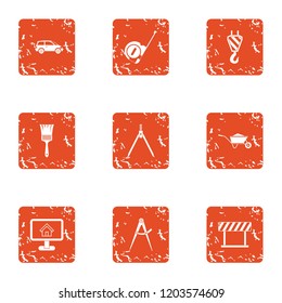 Commute icons set. Grunge set of 9 commute vector icons for web isolated on white background