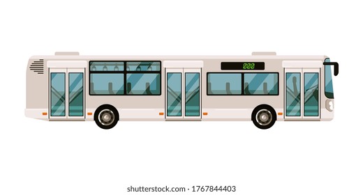 Commuter bus. Express bus isolate on white background. City shuttle van vector illustration. Commuter public transport icon