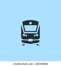 Commuter Train Flat Icon. Front View Of Passenger Mass Transit Rail Unit. For Maps, Schemes, Applications And Infographics. 