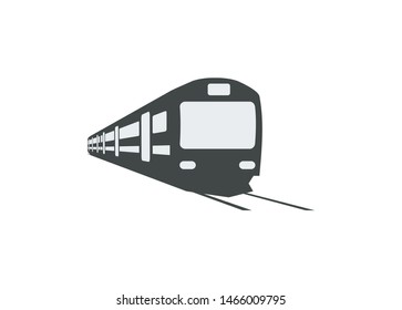 Commuter train with large front window. Silhouette in perspective view