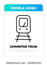 Commuter train. Public transport doodle icon. Vector illustration.
