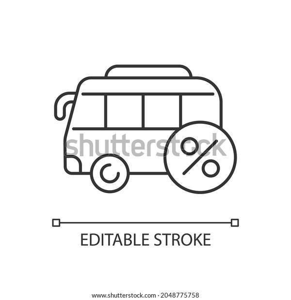 Commuting assistance linear icon. Company-paid\
travel to workplace. Employee transportation. Thin line\
customizable illustration. Contour symbol. Vector isolated outline\
drawing. Editable\
stroke
